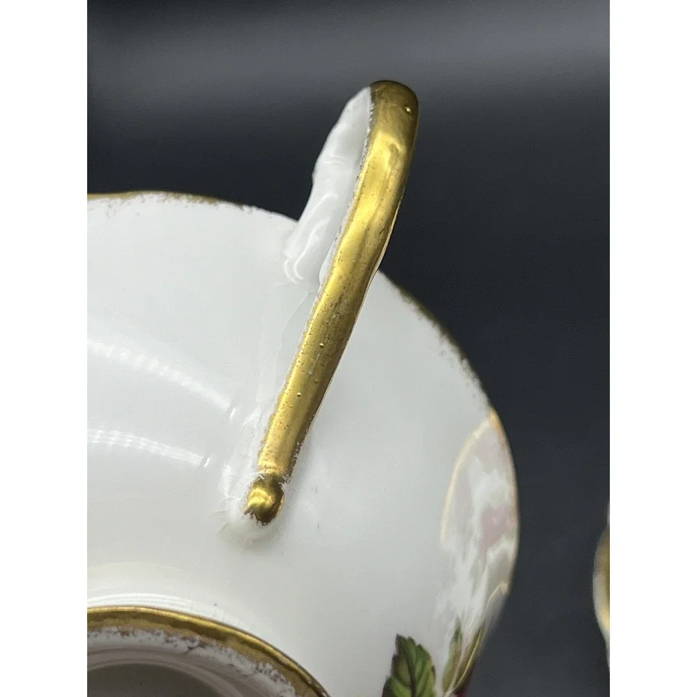 Vintage Paragon Floating Red Roses Gilded Tea Cup and Saucer England